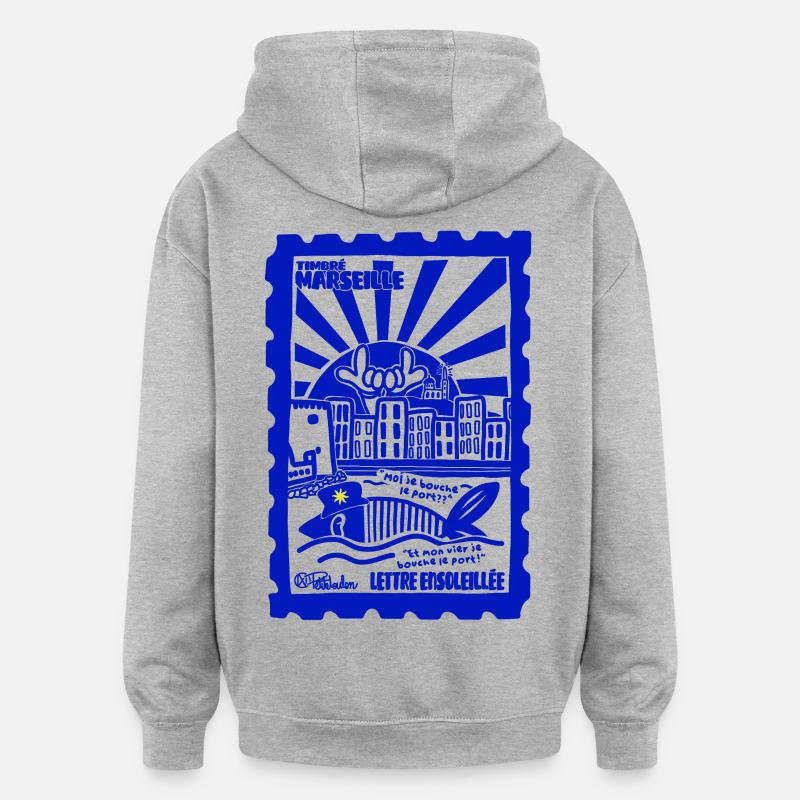 Timbré Marseille - Sweat à capuche oversize unisexe - gris chiné