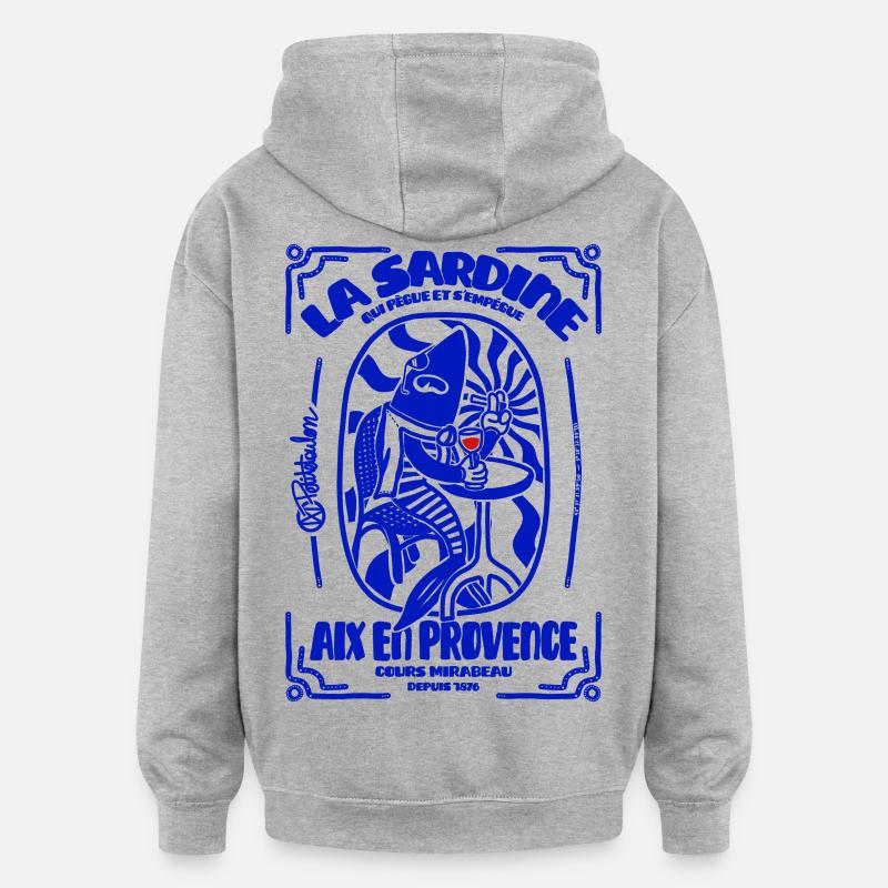 Sardine Aix En Provence - Sweat à capuche oversize unisexe - gris chiné