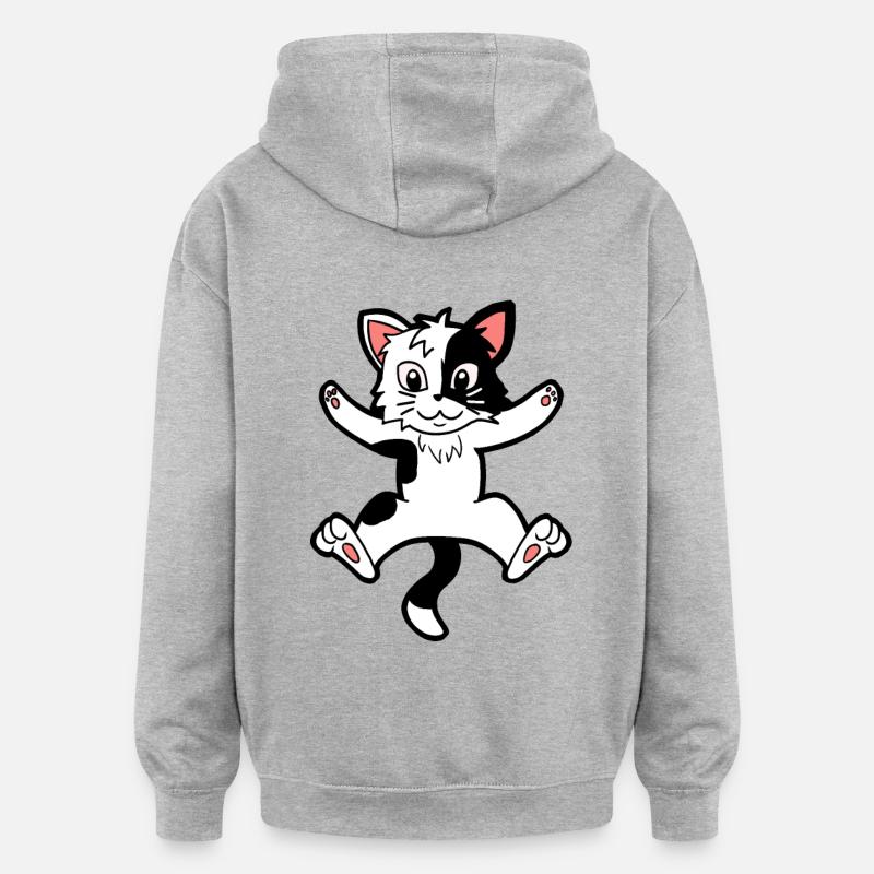 Chaton chat chats - Sweat à capuche oversize unisexe - gris chiné