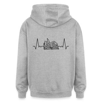 Book Pulsschlag EKG - Oversized Unisex Hoodie - Grau meliert - Hinten - Noah (186cm)