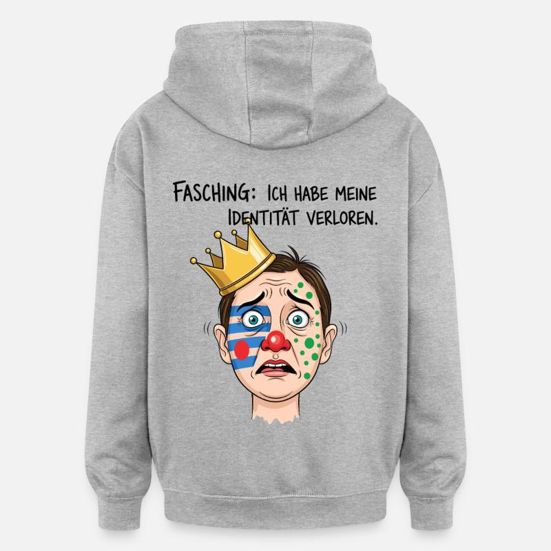 Carnaval : j’ai perdu mon identité - Sweat à capuche oversize unisexe - gris chiné