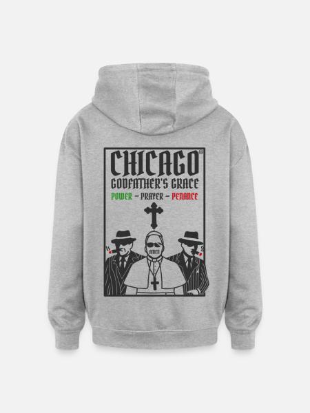 Il padrino di Chicago - Felpa con cappuccio unisex oversize - grigio melange