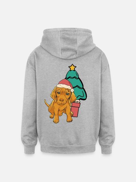 Dog, Christmas Tree, Pets, Kids - Oversized Unisex Hoodie - heather grey