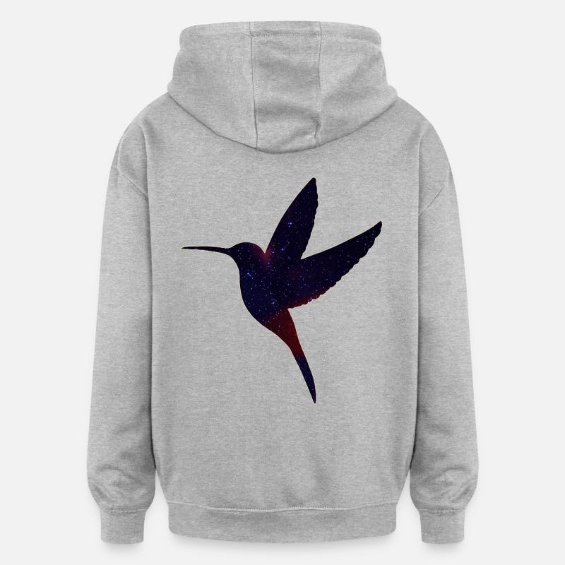 Colibri avec ciel étoilé - Sweat à capuche oversize unisexe - gris chiné