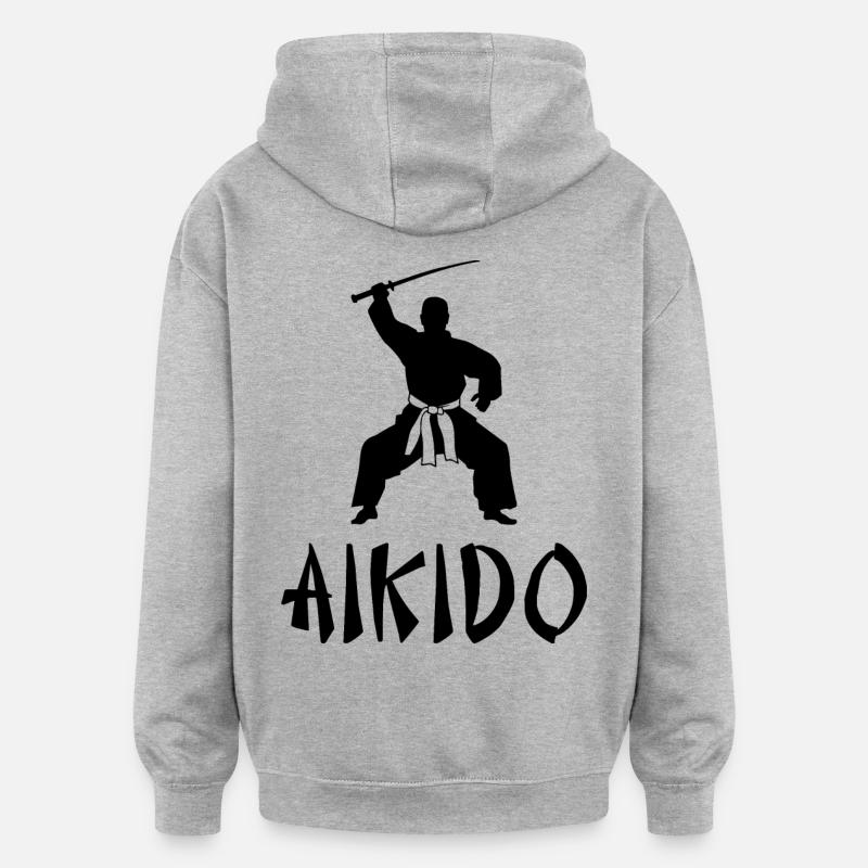 Aïkido - Sweat à capuche oversize unisexe - gris chiné