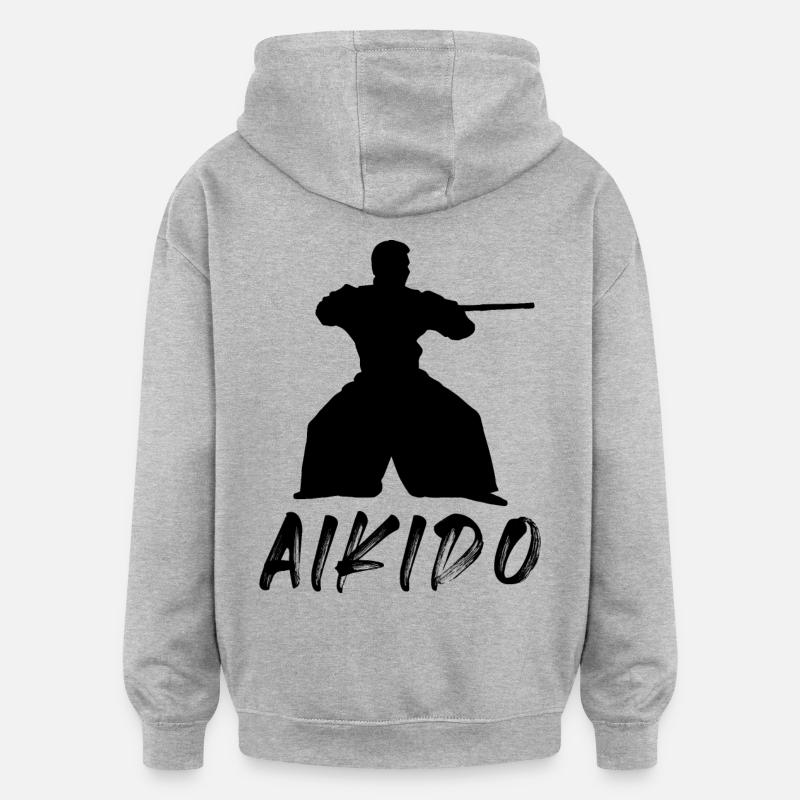 Aïkido - Sweat à capuche oversize unisexe - gris chiné