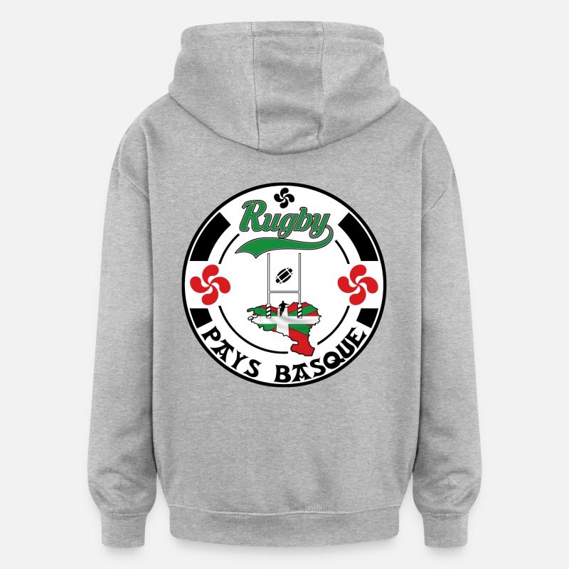 sport basque rugby 005 - Sweat à capuche oversize unisexe - gris chiné