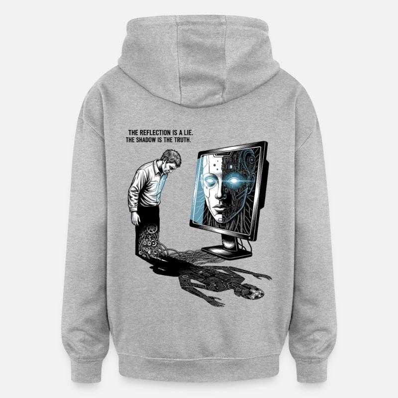 Le reflet est un mensonge - Sweat à capuche oversize unisexe - gris chiné