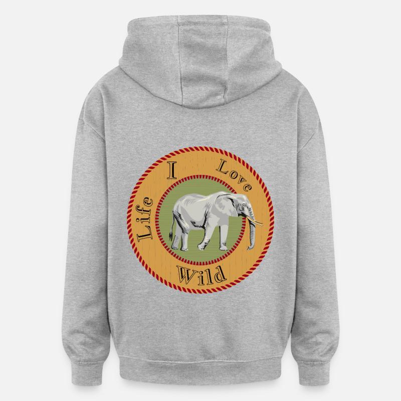 J’aime la vie sauvage - Sweat à capuche oversize unisexe - gris chiné