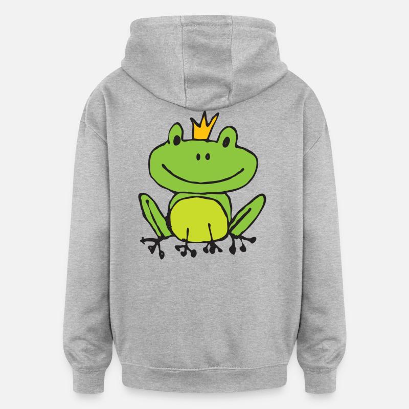 Frosch oder Prinz? - Oversized Unisex Hoodie - Grau meliert