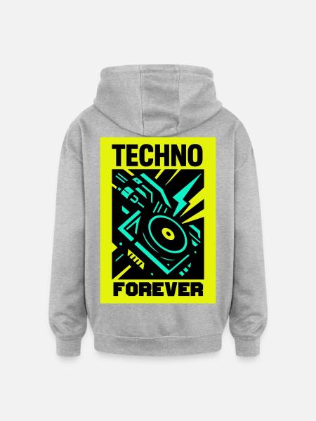 Techno Forever - Oversized Unisex Hoodie - heather grey