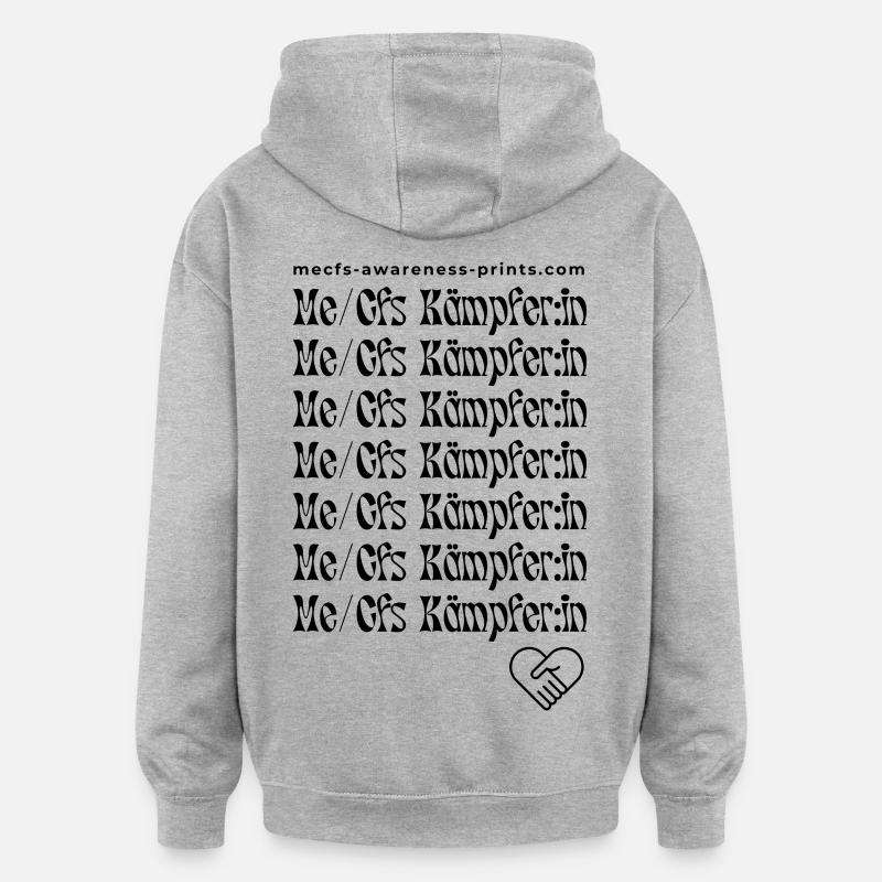 ME/CFS FIGHTER VI 💪 - noir 🖤 - Sweat à capuche oversize unisexe - gris chiné