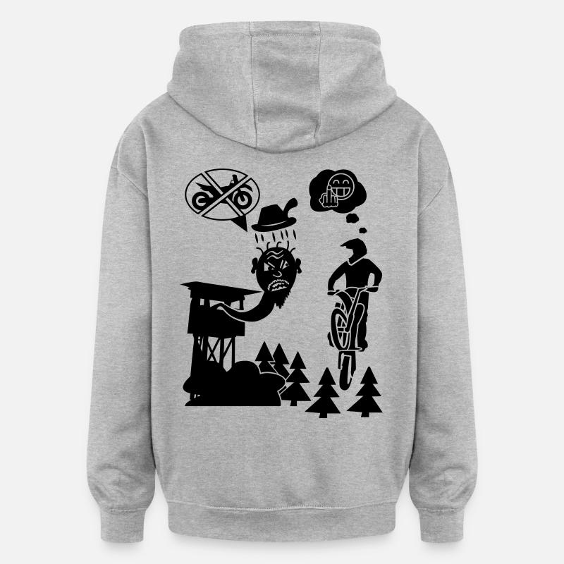 Biker vs Chasseur - Sweat à capuche oversize unisexe - gris chiné