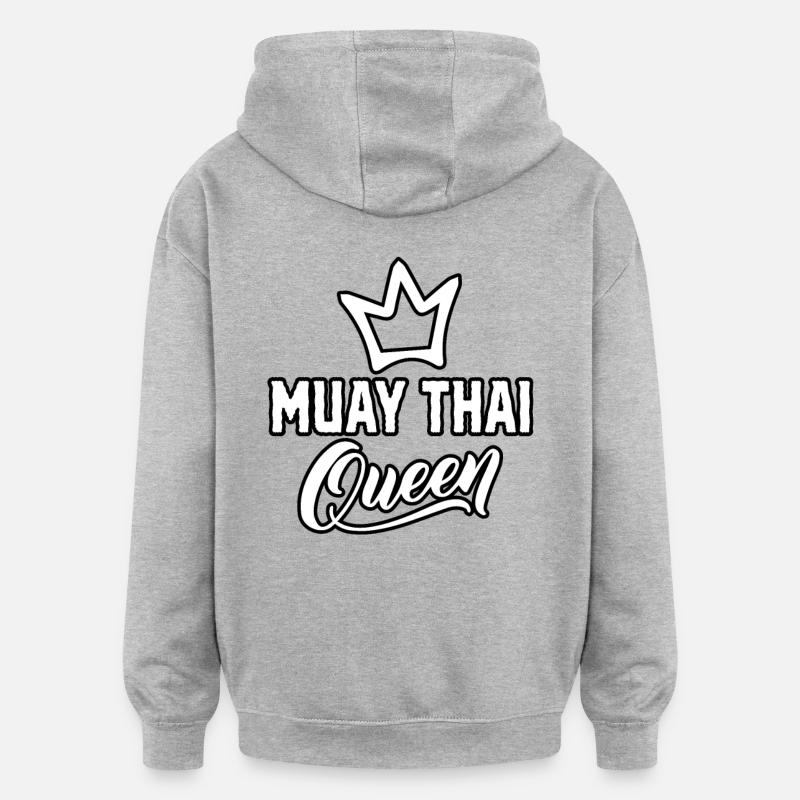 Reine du Muay Thai - Sweat à capuche oversize unisexe - gris chiné