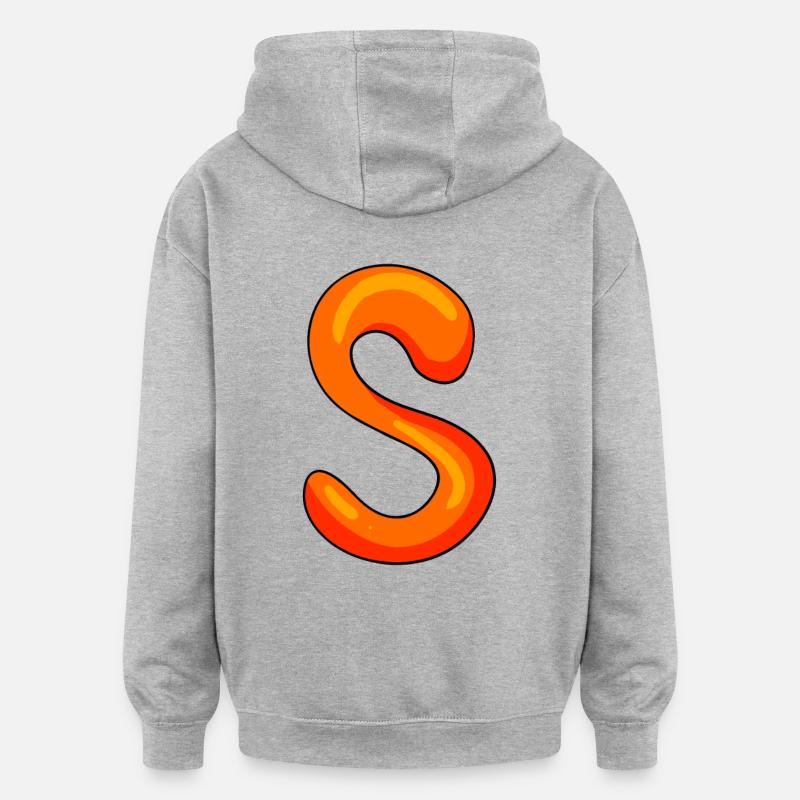 Lettre S Lettre initiale - Sweat à capuche oversize unisexe - gris chiné