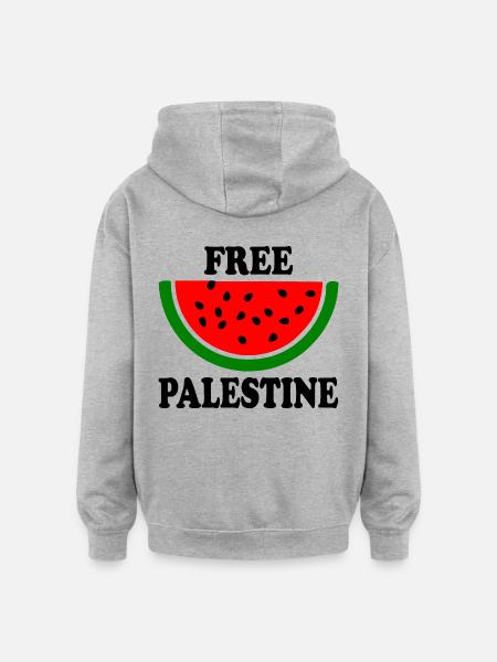 Free palestine Melon pastèque - Sweat à capuche oversize unisexe - gris chiné