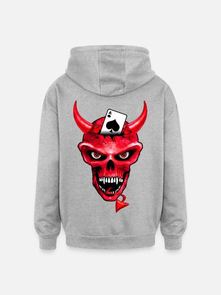 poker skull design - Oversized Unisex Hoodie - Grau meliert