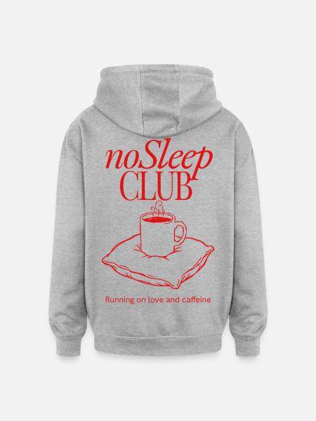 noSleep CLUB Coffee Club Illustration - Oversized Unisex Hoodie - heather grey