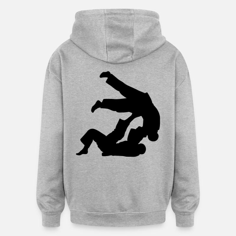 Jiu-Jitsu Brésilien BJJ - Sweat à capuche oversize unisexe - gris chiné