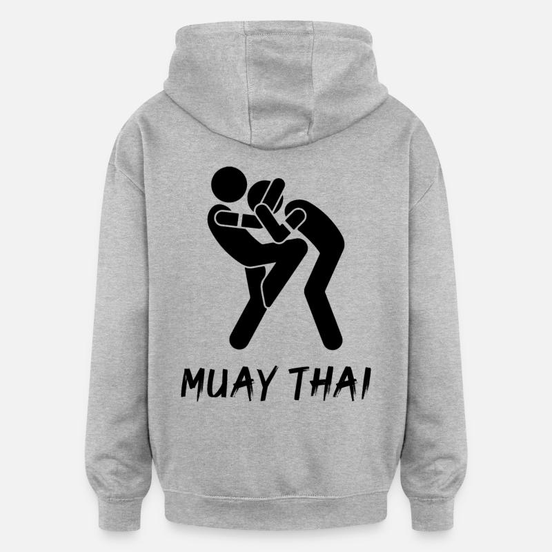 Muay Thaï - Sweat à capuche oversize unisexe - gris chiné