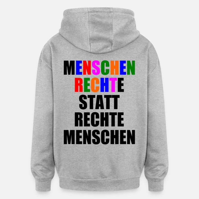 menschenrechte statt rechte menschen - Oversized Unisex Hoodie - Grau meliert