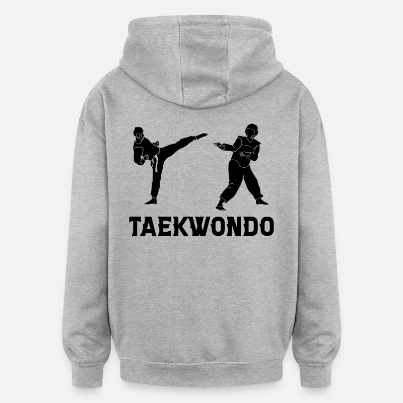 Taekwondo - Sweat à capuche oversize unisexe - gris chiné