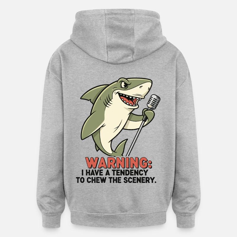 Requin de scène - Sweat à capuche oversize unisexe - gris chiné