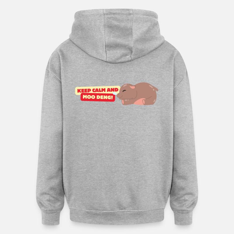 Moo Deng ! - Sweat à capuche oversize unisexe - gris chiné