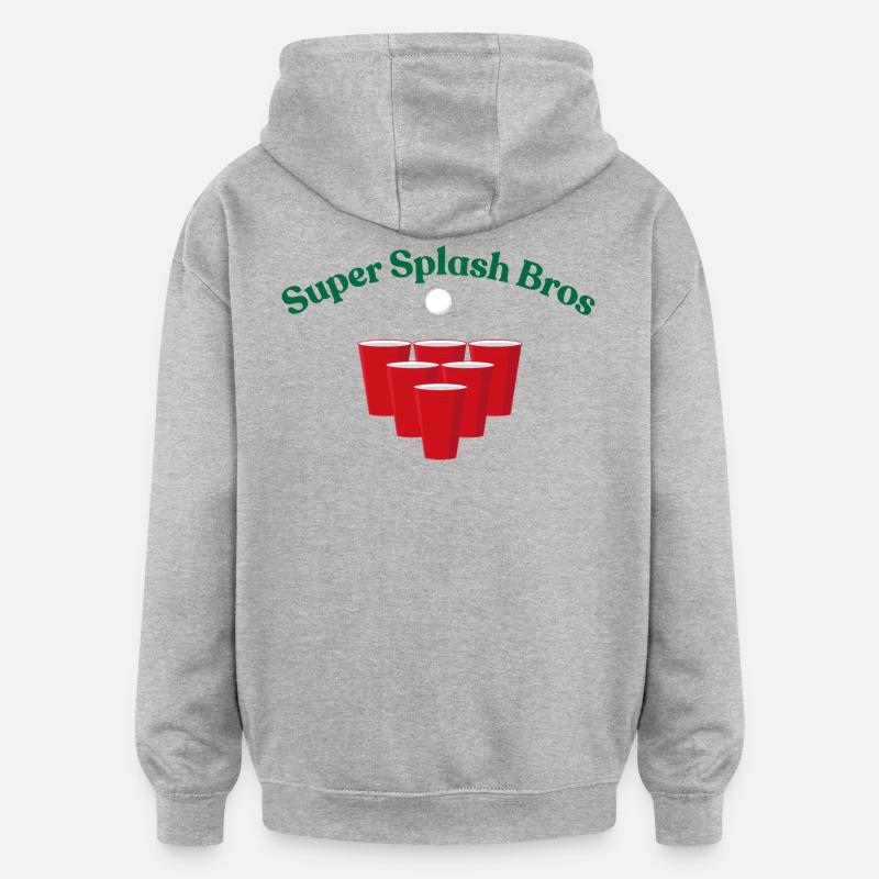 Beer Pong -Splash - Sweat à capuche oversize unisexe - gris chiné
