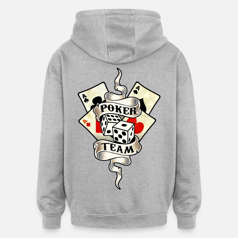 poker team design 8 - Sweat à capuche oversize unisexe - gris chiné
