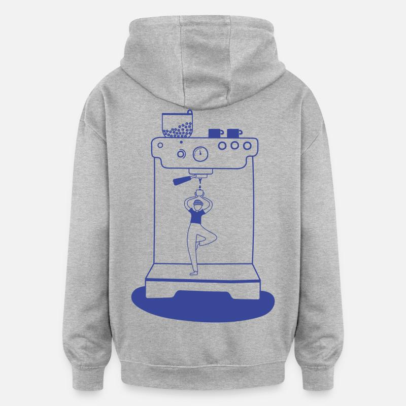 Yoga au café - Sweat à capuche oversize unisexe - gris chiné
