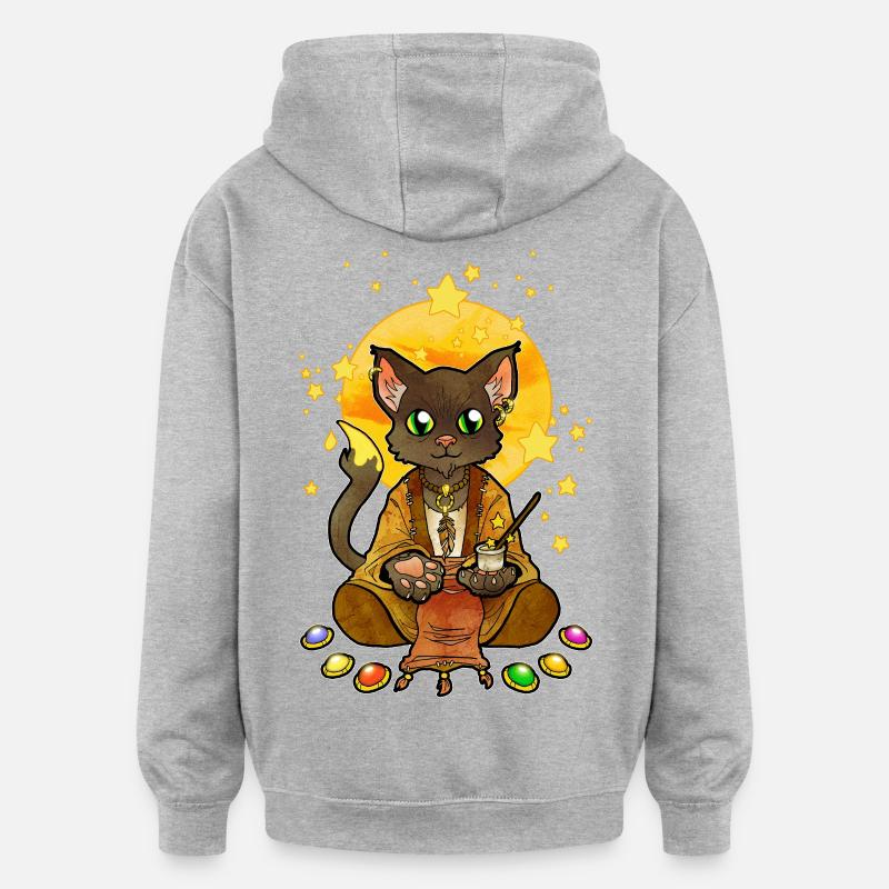 Saint Chat illustration - Sweat à capuche oversize unisexe - gris chiné