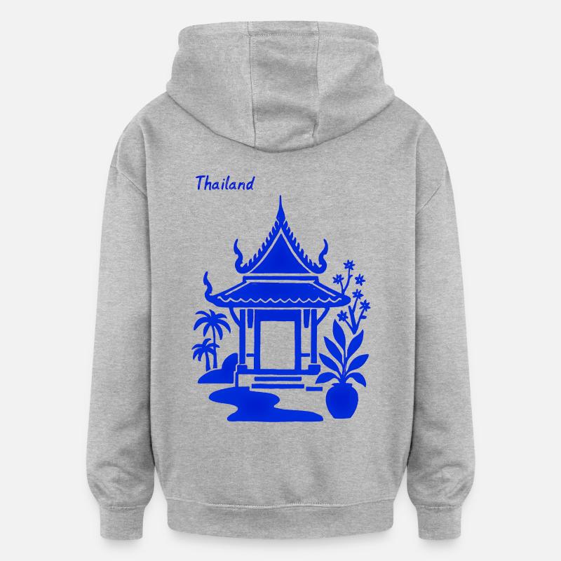 Pavillon Bleu Thaï - Sweat à capuche oversize unisexe - gris chiné