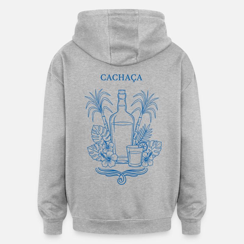 Illustration de la bouteille Cachaça Tropik - Sweat à capuche oversize unisexe - gris chiné