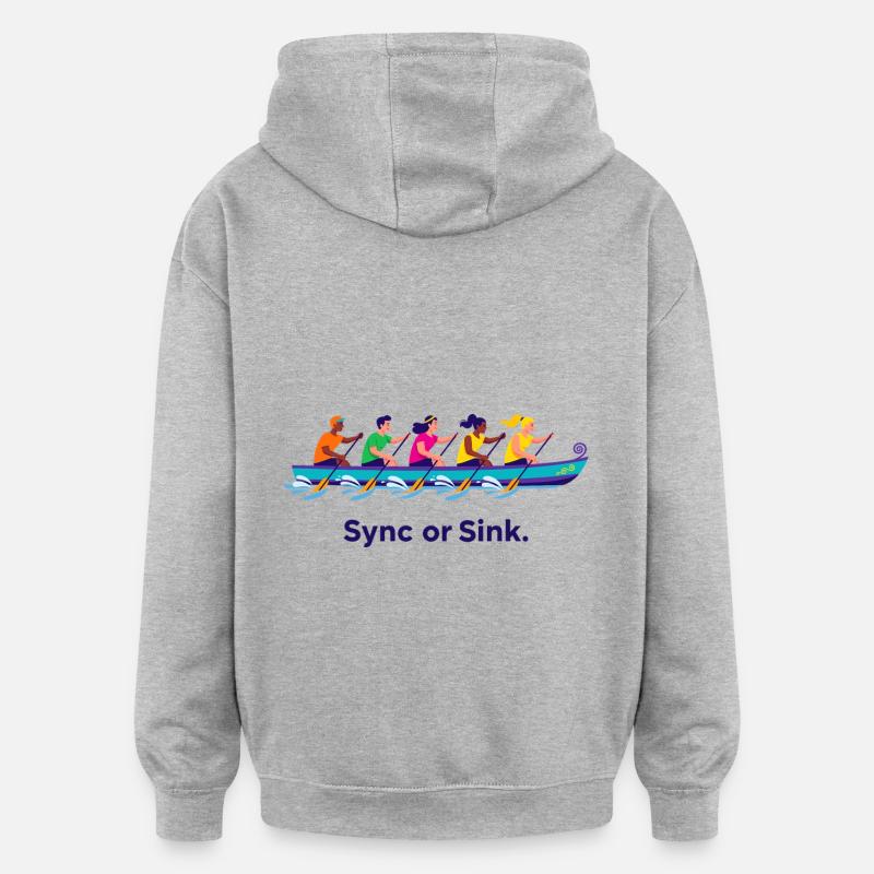 Drachenboot-Team - Oversized Unisex Hoodie - Grau meliert