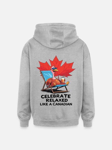 Relaxed Canadian Thanksgiving - Oversized Unisex Hoodie - heather grey