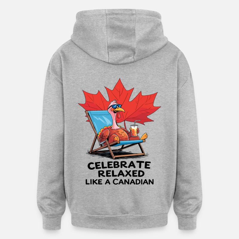 Action de grâce canadienne détendue - Sweat à capuche oversize unisexe - gris chiné