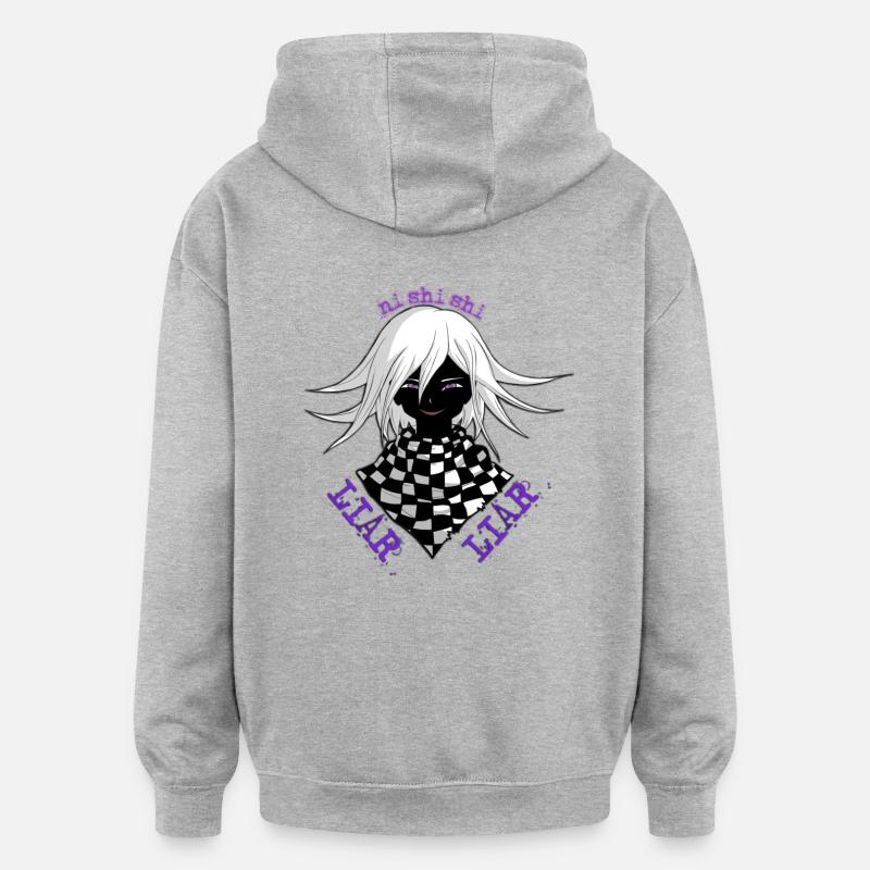 Ni shi shi - Sweat à capuche oversize unisexe - gris chiné