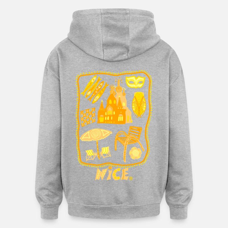 NIce provence alpes maritimes - Sweat à capuche oversize unisexe - gris chiné