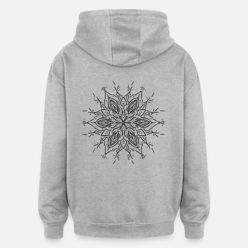 Mandala Flower Lines Shape Pattern - Oversized Unisex Hoodie - heather grey