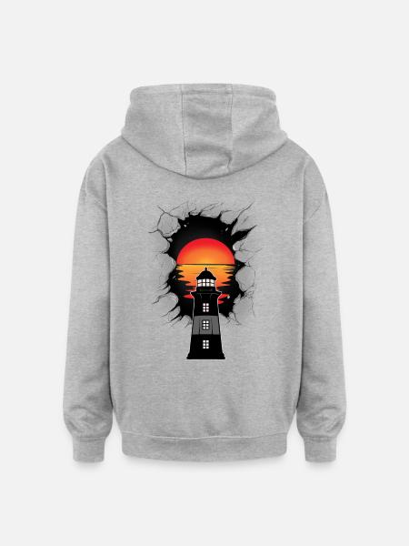Lighthouse lighthouses maritime sunset - Oversized Unisex Hoodie - heather grey