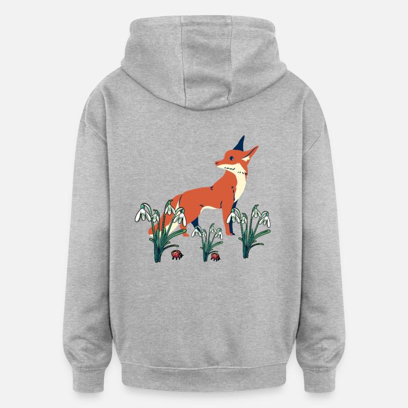 Perce-neige printanier Renards Renards - Sweat à capuche oversize unisexe - gris chiné