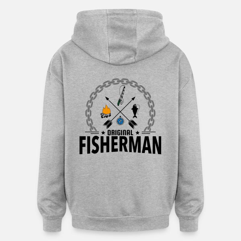 Cadeaux drôles pour les pêcheurs - Sweat à capuche oversize unisexe - gris chiné