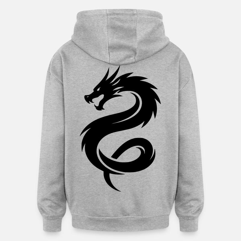 Dragon d’Asie - Sweat à capuche oversize unisexe - gris chiné