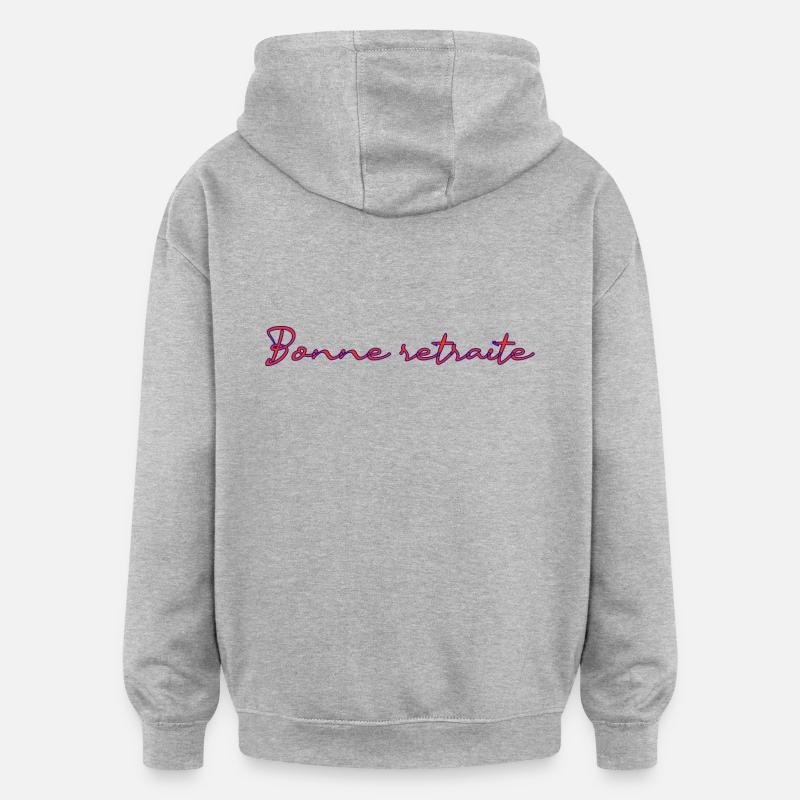 RETRAITE. RETRAITE. RETRAITEE. RETRAITE - Sweat à capuche oversize unisexe - gris chiné
