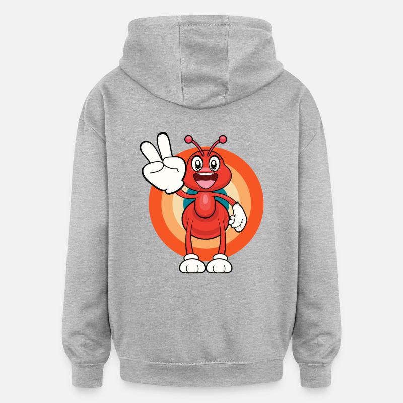 Fourmi Paix - Sweat à capuche oversize unisexe - gris chiné