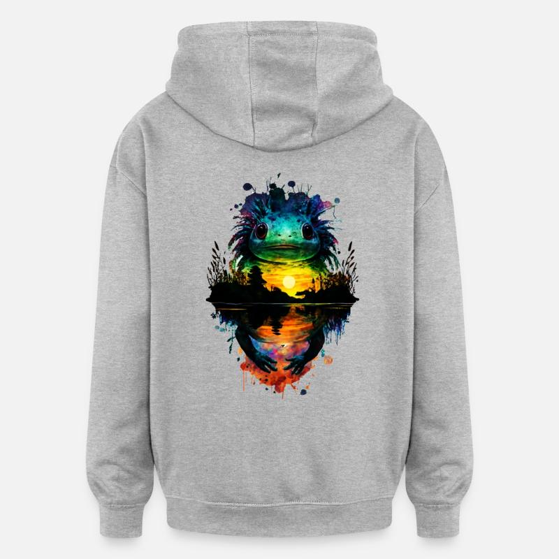 Axolotl - Sweat à capuche oversize unisexe - gris chiné