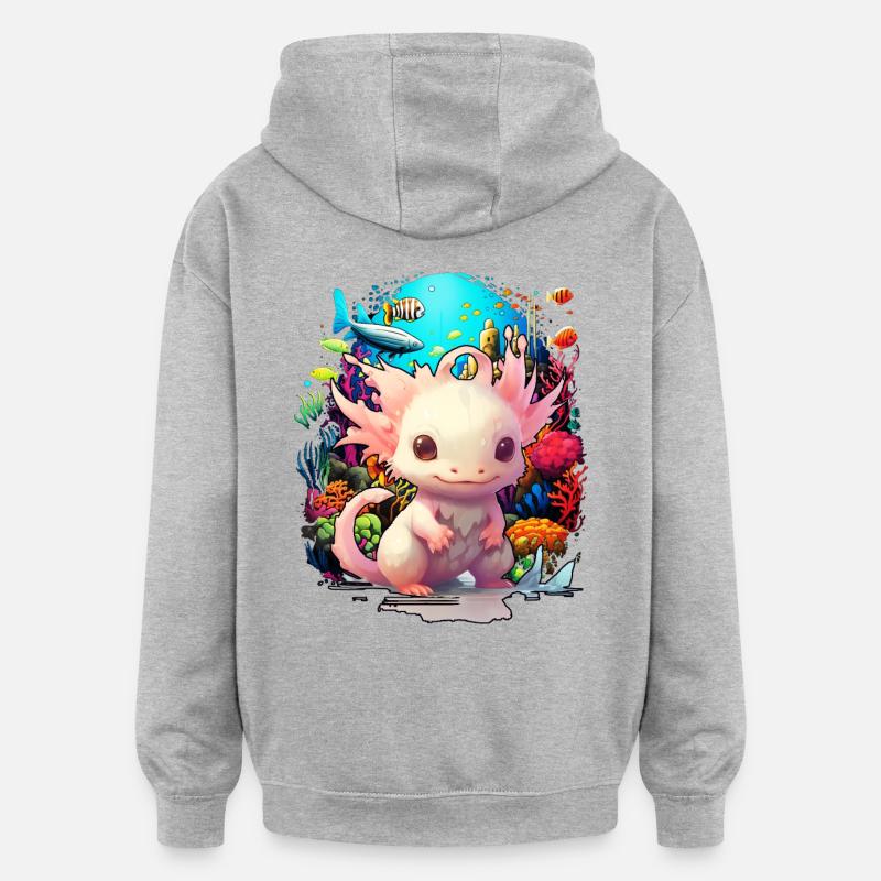axolotl - Sweat à capuche oversize unisexe - gris chiné