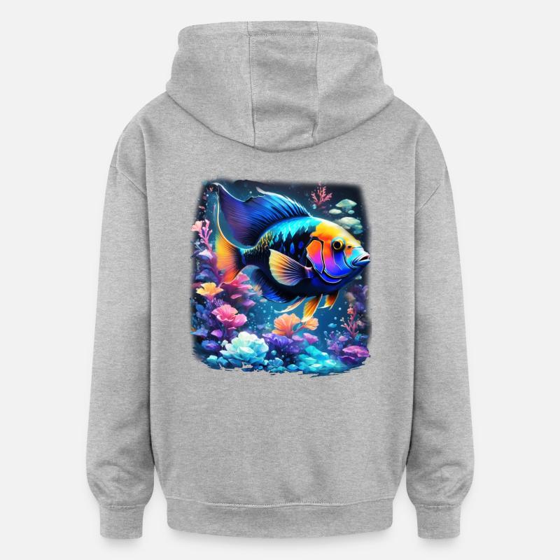 Angelfish - Sweat à capuche oversize unisexe - gris chiné