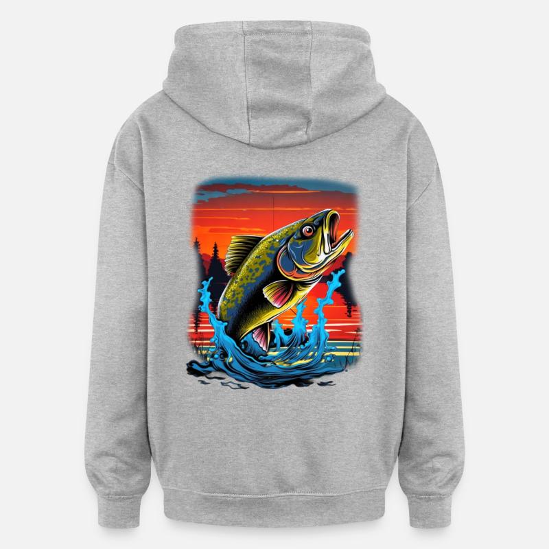 Poisson bar - Sweat à capuche oversize unisexe - gris chiné